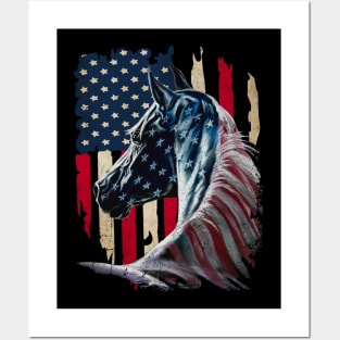 Horse American Flag Posters and Art